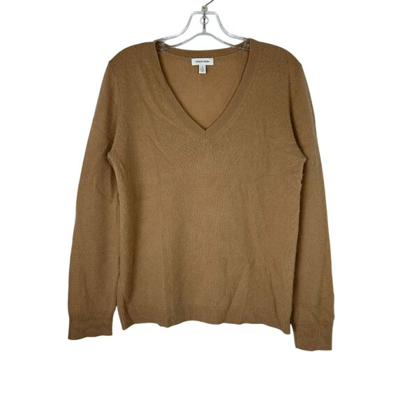 Nordstrom Women's 100% Cashmere V-Neck Sweater Size Medium Brown Pullover - Picture 1 of 9